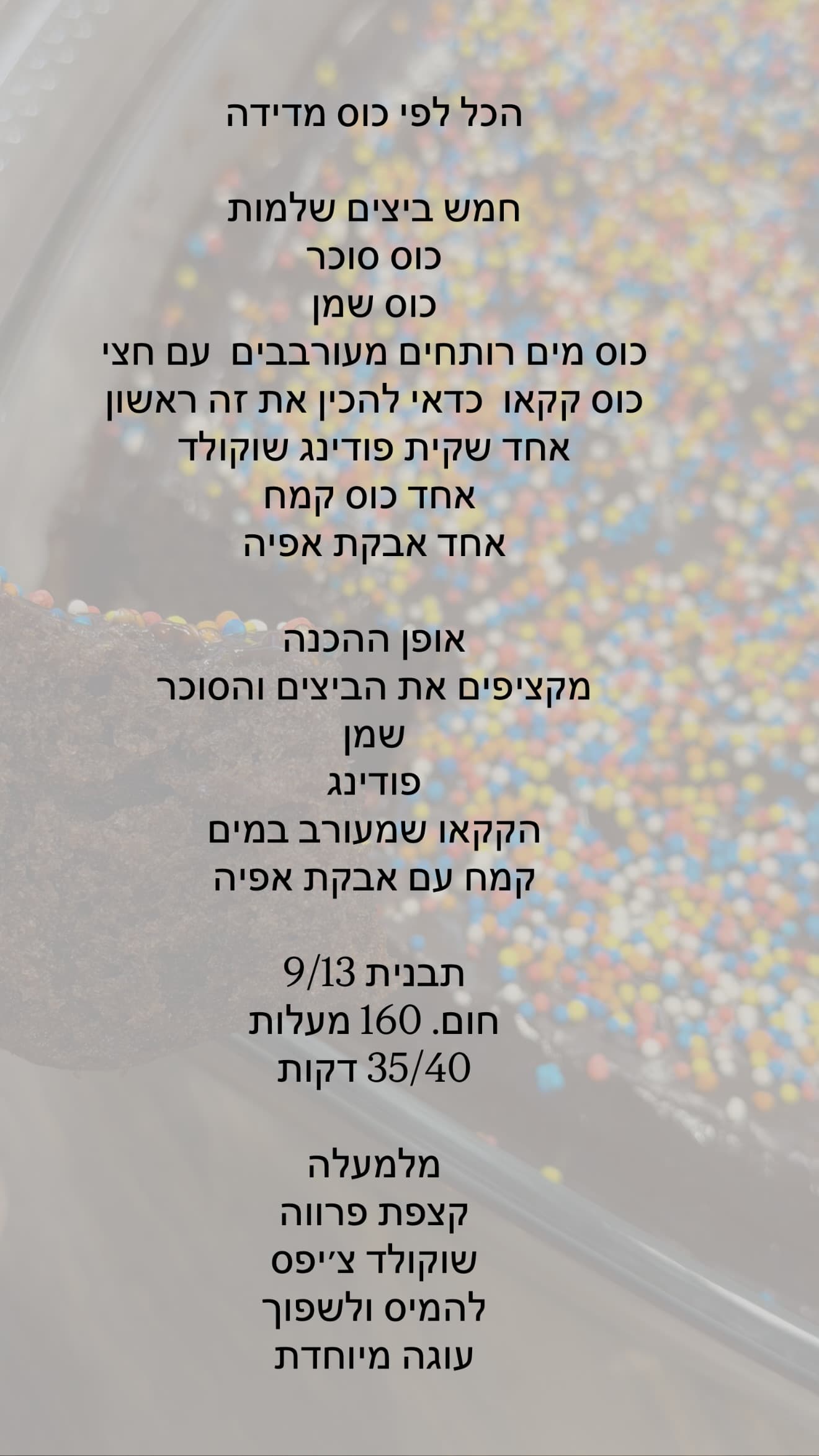 עוגת שוקולד צ'יפס